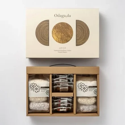 [Bom Odaga] Assorted Traditional Korean Sweets Gift Set – Sodam Hangwa (Flavors of Rice Puffs + 4 Glutinous Rice Yakgwa + 4 Whole Wheat Yakgwa), 1 Box, 400g