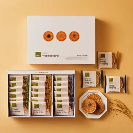 ORGA Baked Korean Rice Crackers Gift Set (Seaweed 6pcs + Black Sesame 6pcs + Peanut 6pcs), 432g, Set of 2